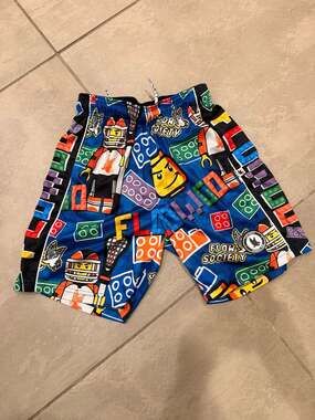 Flow Society Lacrosse Athletic Shorts Blue Brick Block Print